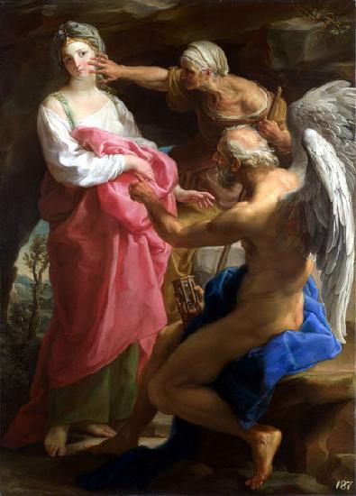 Pompeo Batoni Time orders Old Age to destroy Beauty oil painting image
